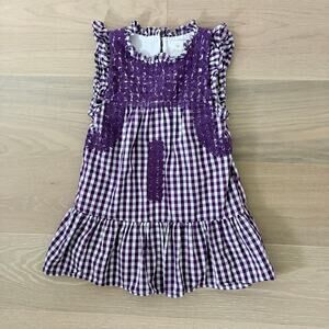 J. Marie Lilliana Gingham Ruffle Dress Purple White 4T